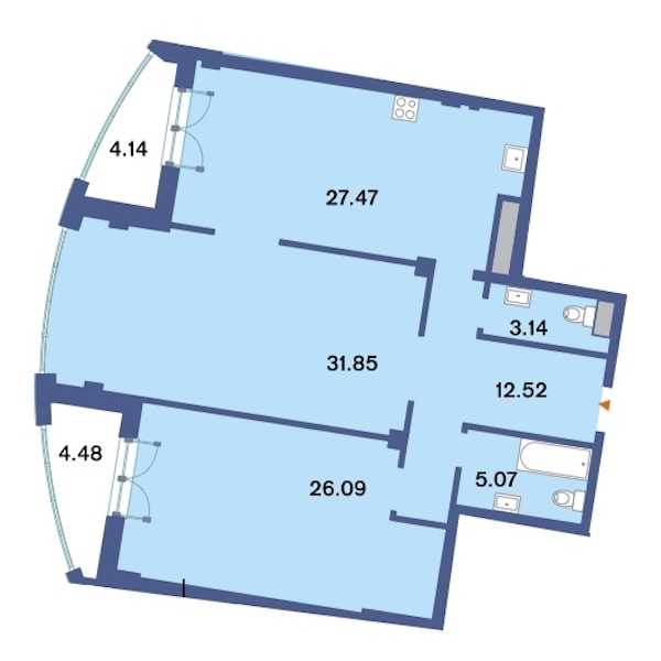 Двухкомнатная квартира в : площадь 111.1 м2 , этаж: 5 – купить в Санкт-Петербурге
